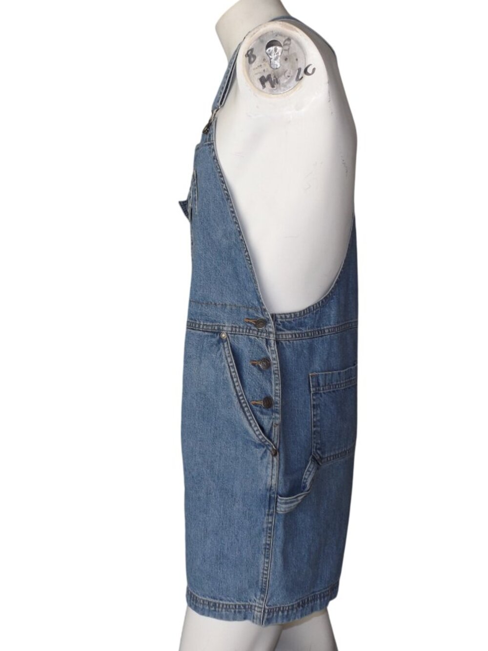 CHEROKEE Short-alls, XL, Bib Front Shorts, Light blue Denim, 3 button hip, VTG - Picture 8 of 11